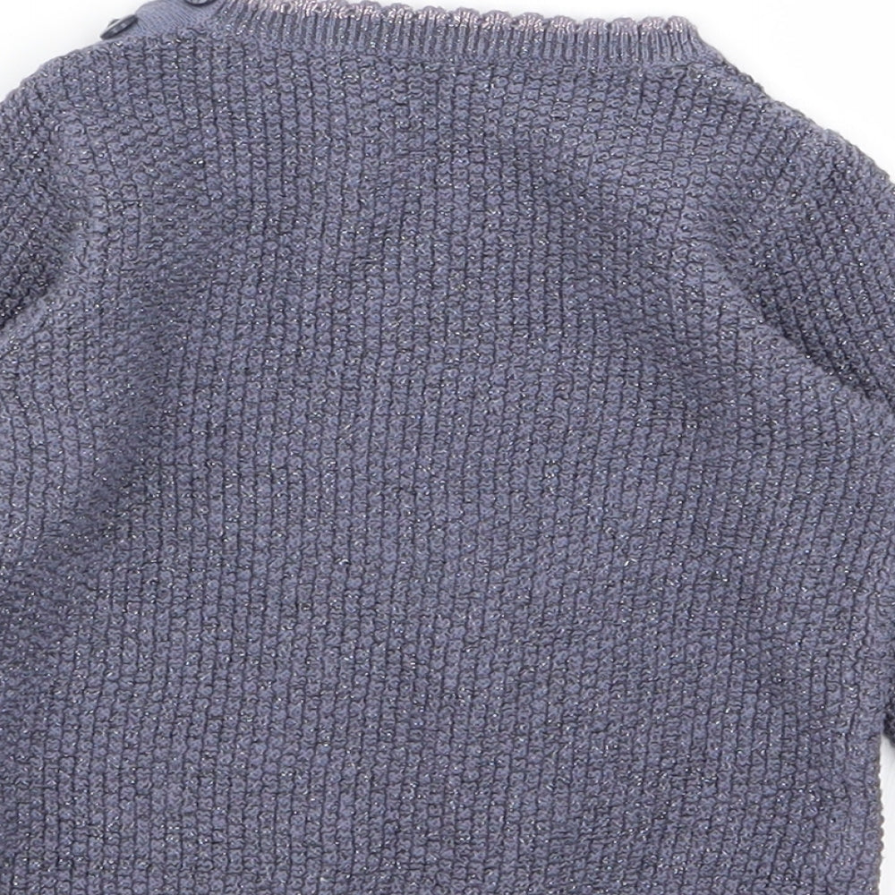 Asda George Girls Blue Animal Print  Pullover Jumper Size 3-6 Months