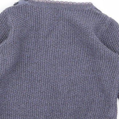 Asda George Girls Blue Animal Print  Pullover Jumper Size 3-6 Months