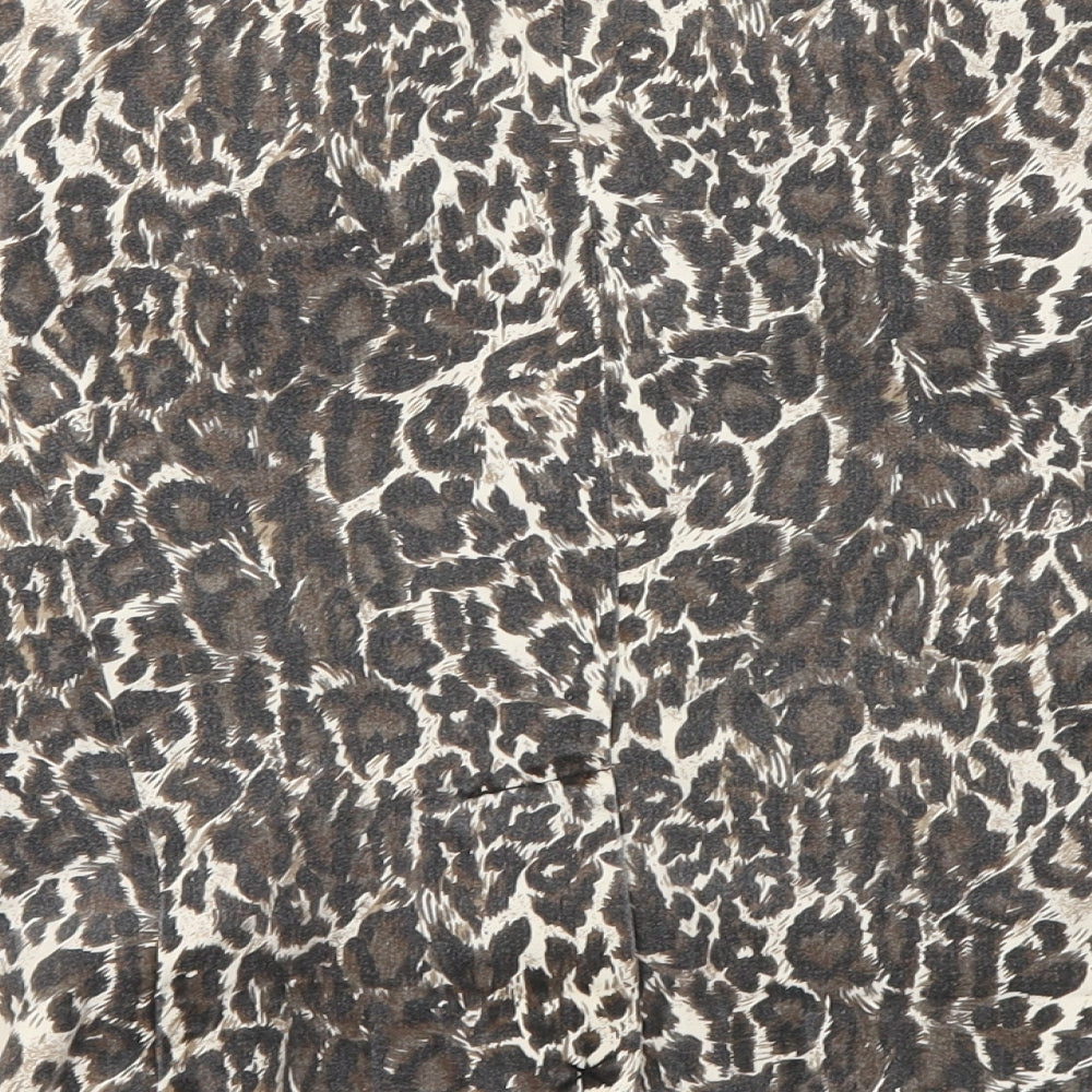 Primark Womens Brown Animal Print  Jacket Blazer Size 10