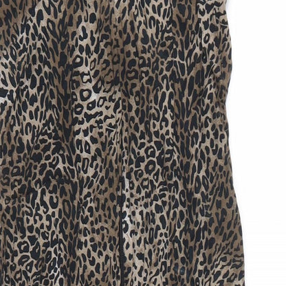 Internacionale Womens Brown Animal Print  A-Line  Size 8