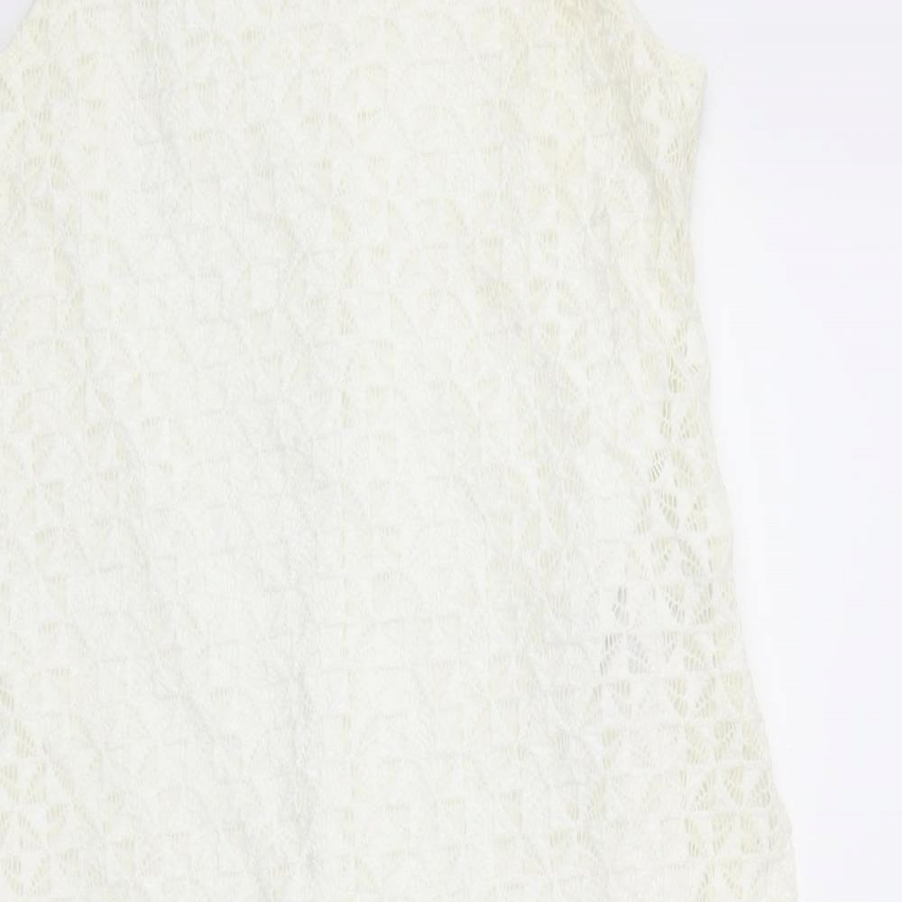 Womens UK Size 10 Quiz Ivory Basic T-Shirt