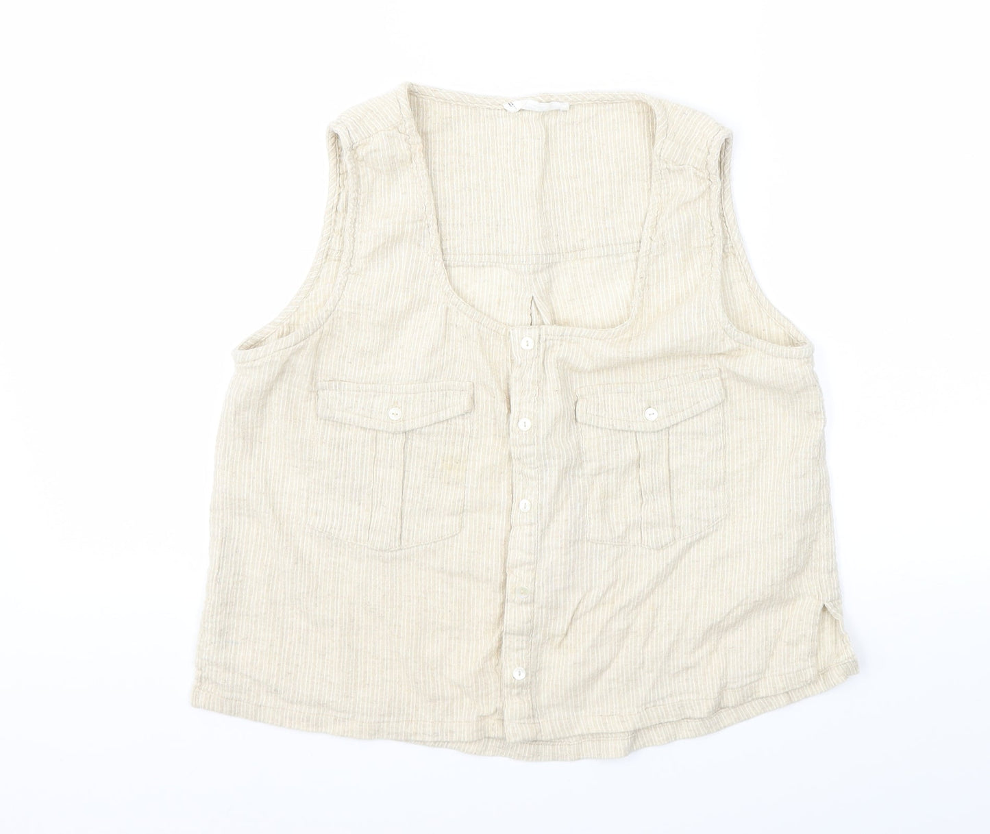 Womens UK Size L Mango Beige Basic T-Shirt