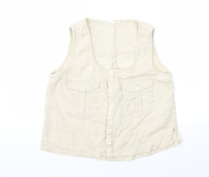 Womens UK Size L Mango Beige Basic T-Shirt