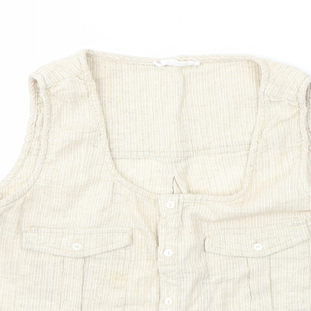 Womens UK Size L Mango Beige Basic T-Shirt
