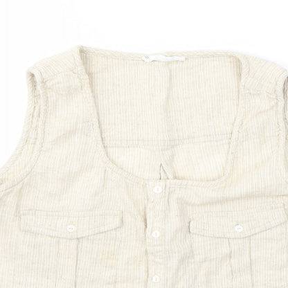 Womens UK Size L Mango Beige Basic T-Shirt
