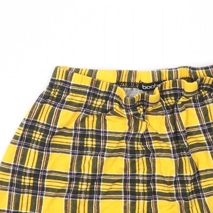 Boohoo Womens Yellow Check  Basic T-Shirt Size 12