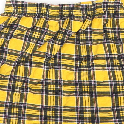 Boohoo Womens Yellow Check  Basic T-Shirt Size 12