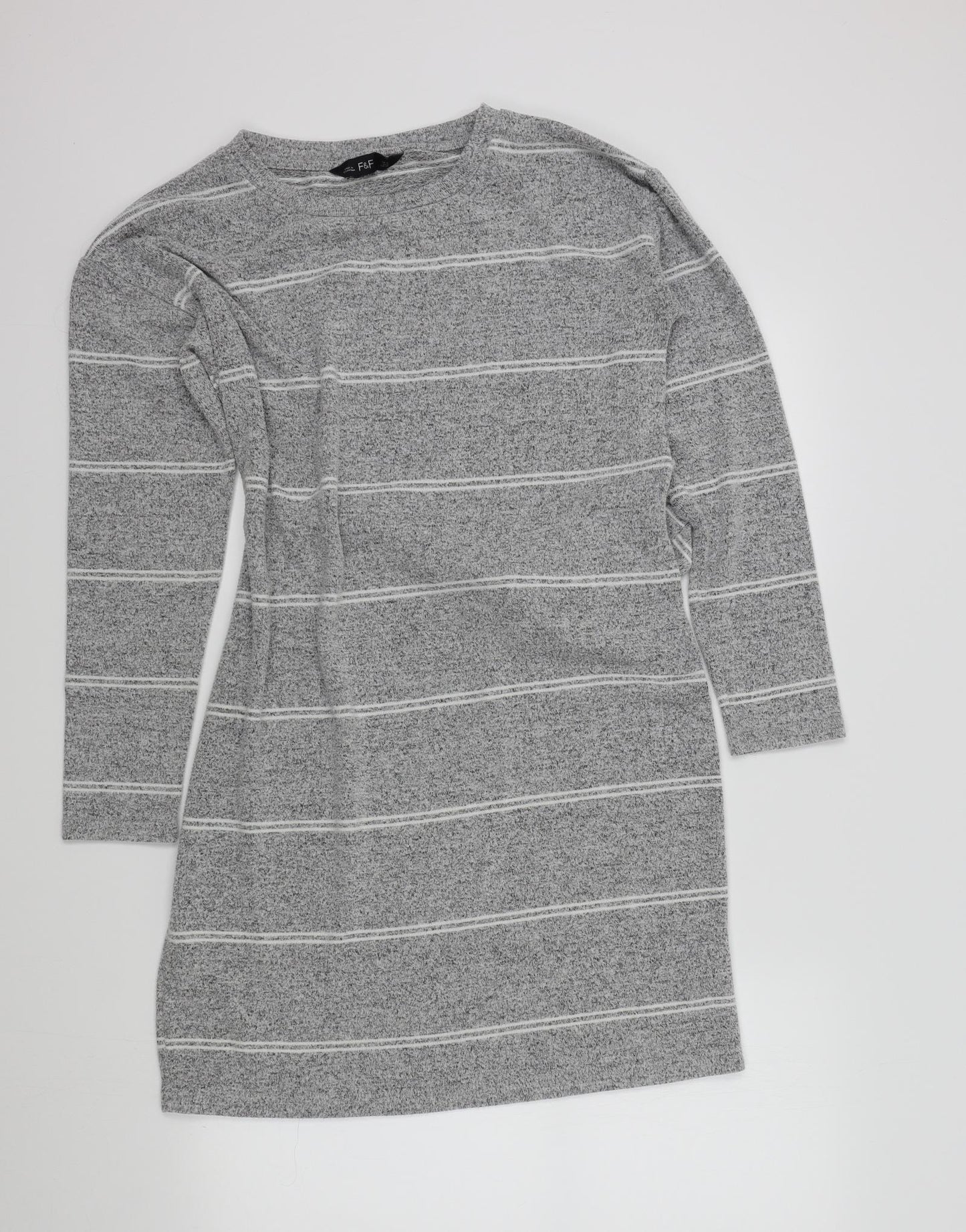 F&F Womens Grey Striped  A-Line  Size 10