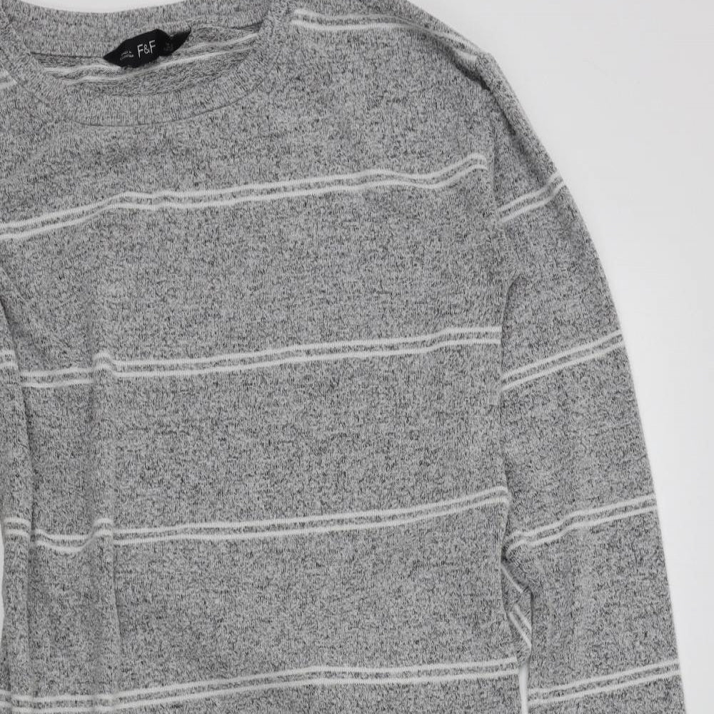 F&F Womens Grey Striped  A-Line  Size 10