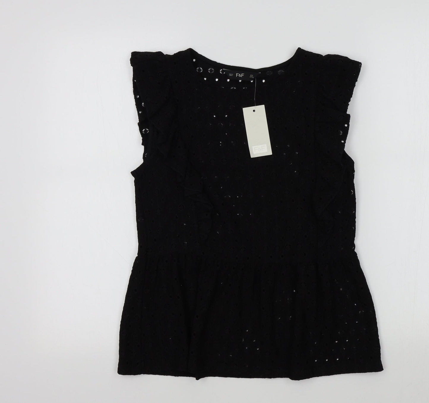 F&F Womens Black Colourblock  Basic Blouse Size 8