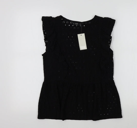 F&F Womens Black Colourblock  Basic Blouse Size 8