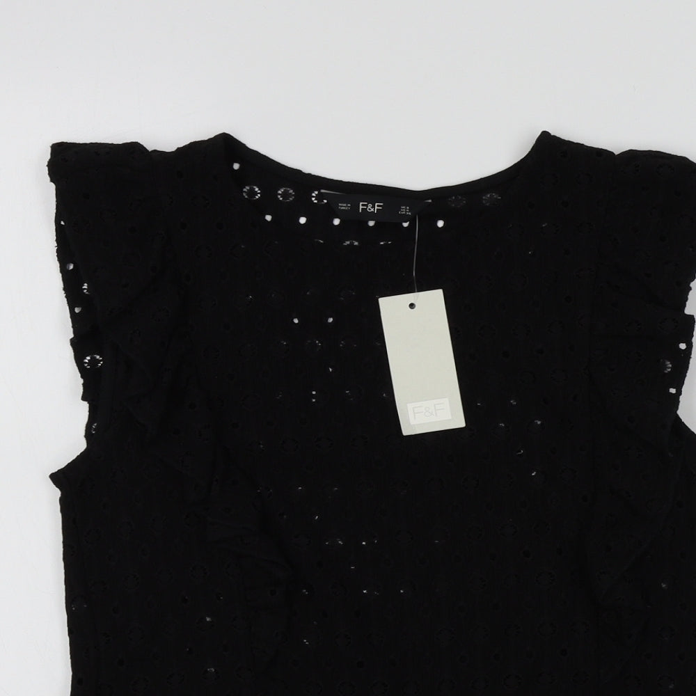 F&F Womens Black Colourblock  Basic Blouse Size 8