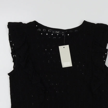 F&F Womens Black Colourblock  Basic Blouse Size 8