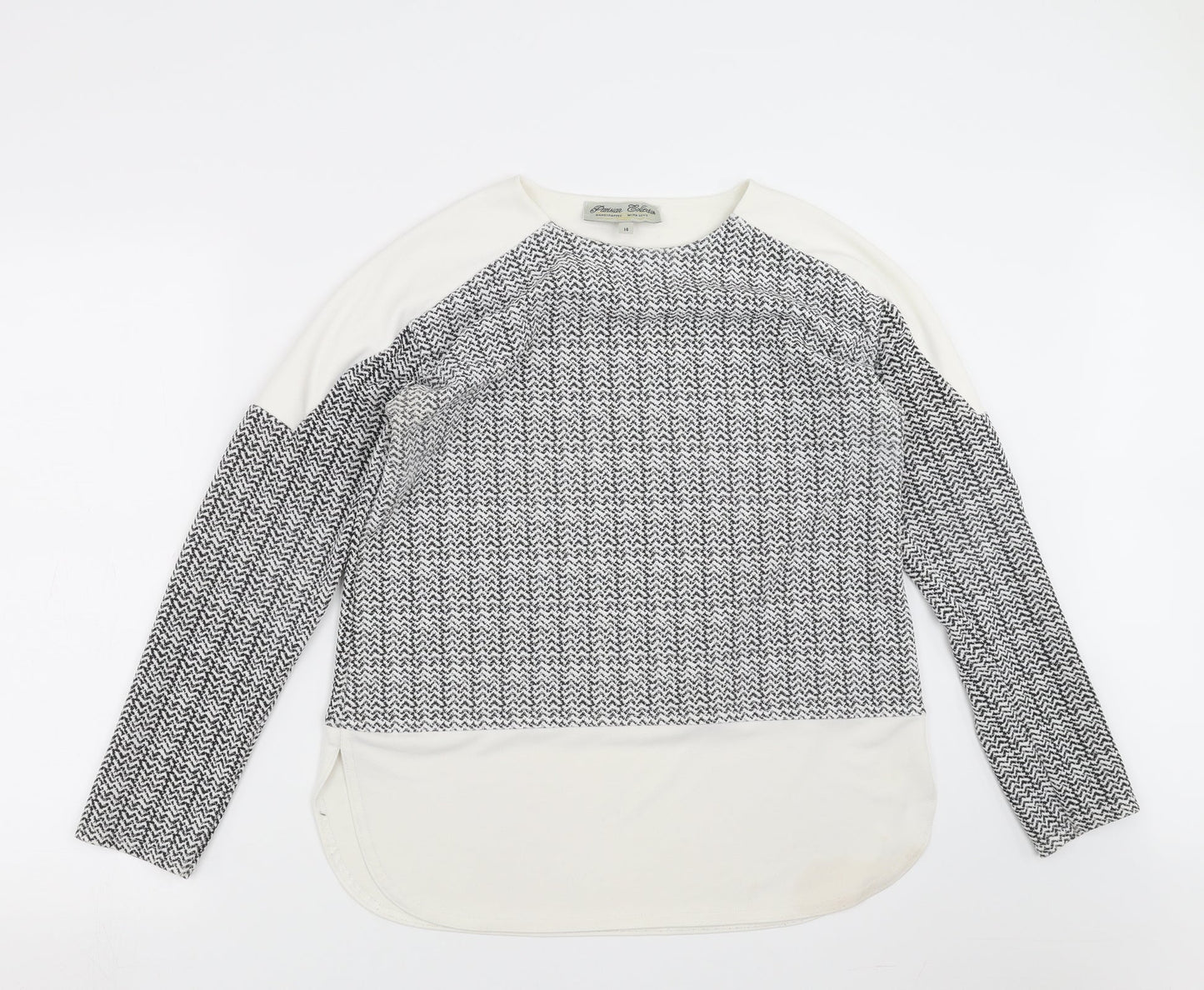 Parisian Collection Womens Black Geometric  Basic Blouse Size 14