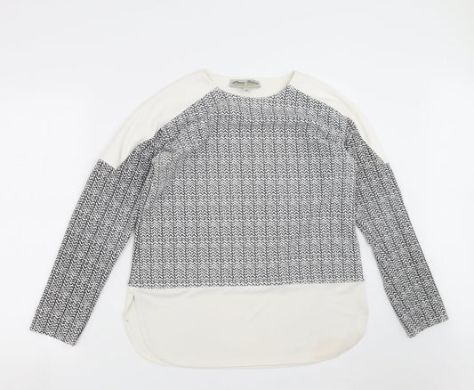 Parisian Collection Womens Black Geometric  Basic Blouse Size 14