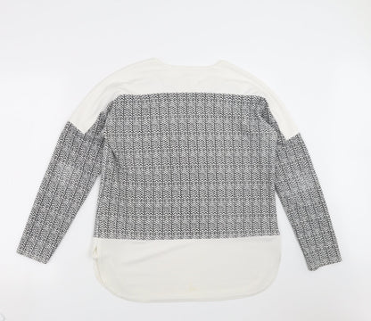 Parisian Collection Womens Black Geometric  Basic Blouse Size 14