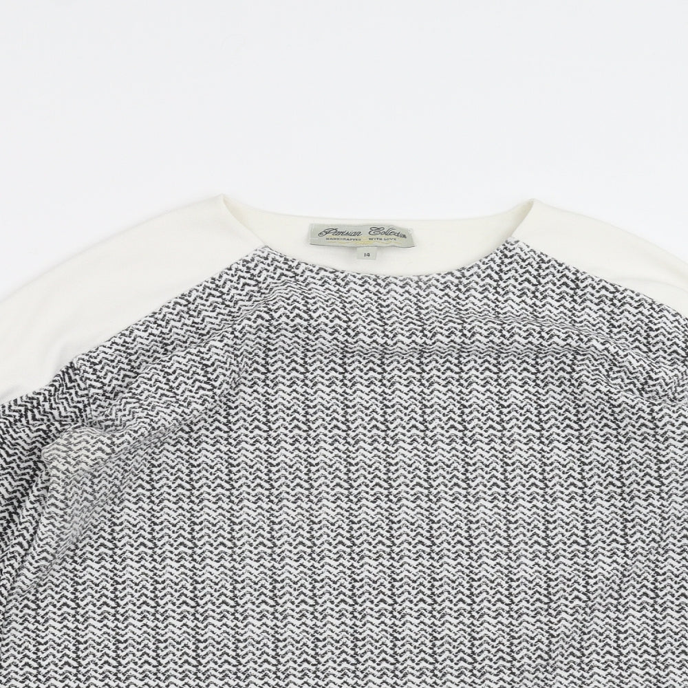 Parisian Collection Womens Black Geometric  Basic Blouse Size 14