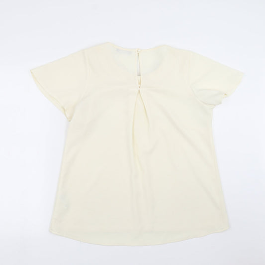 George Womens Ivory   Basic Blouse Size 14  - beaded neck line