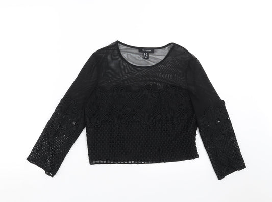 Womens UK Size 10 New Look Black Basic Blouse