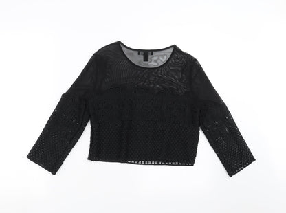 Womens UK Size 10 New Look Black Basic Blouse