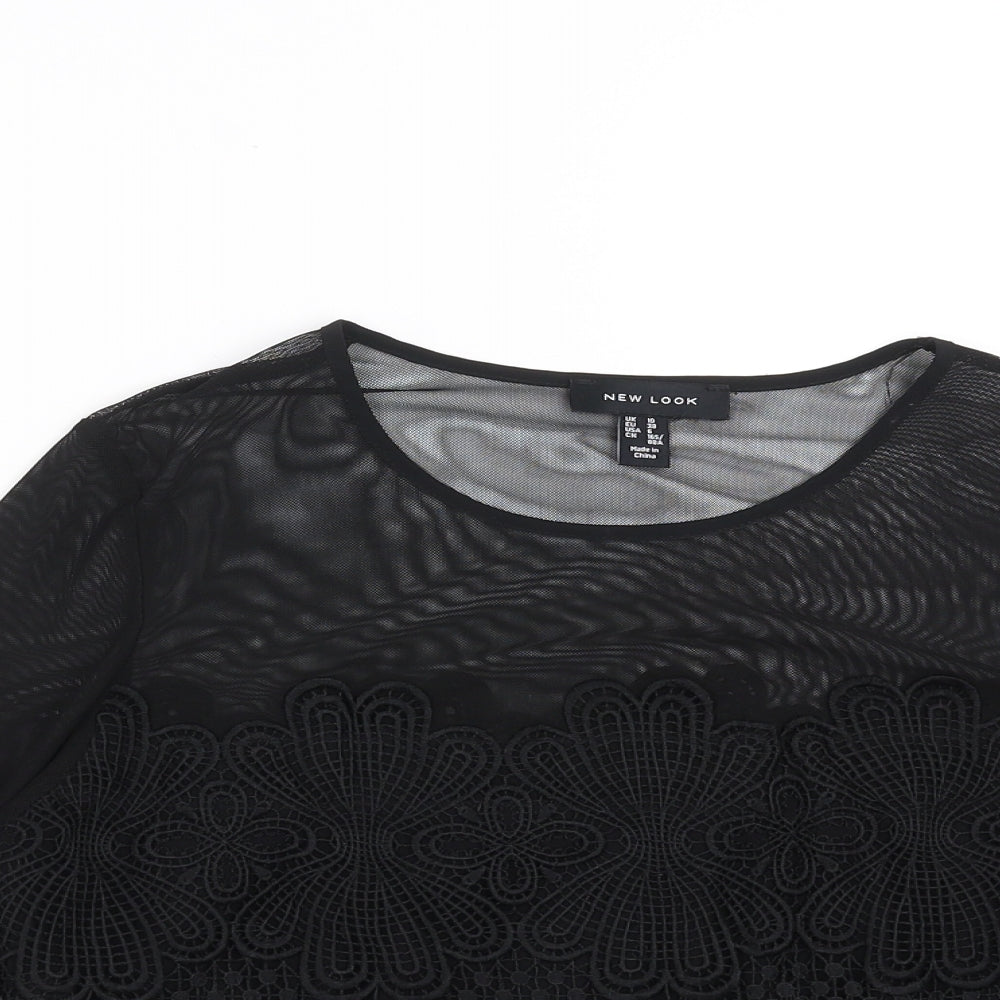 Womens UK Size 10 New Look Black Basic Blouse
