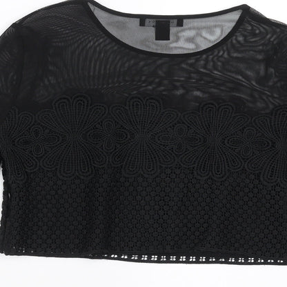 Womens UK Size 10 New Look Black Basic Blouse