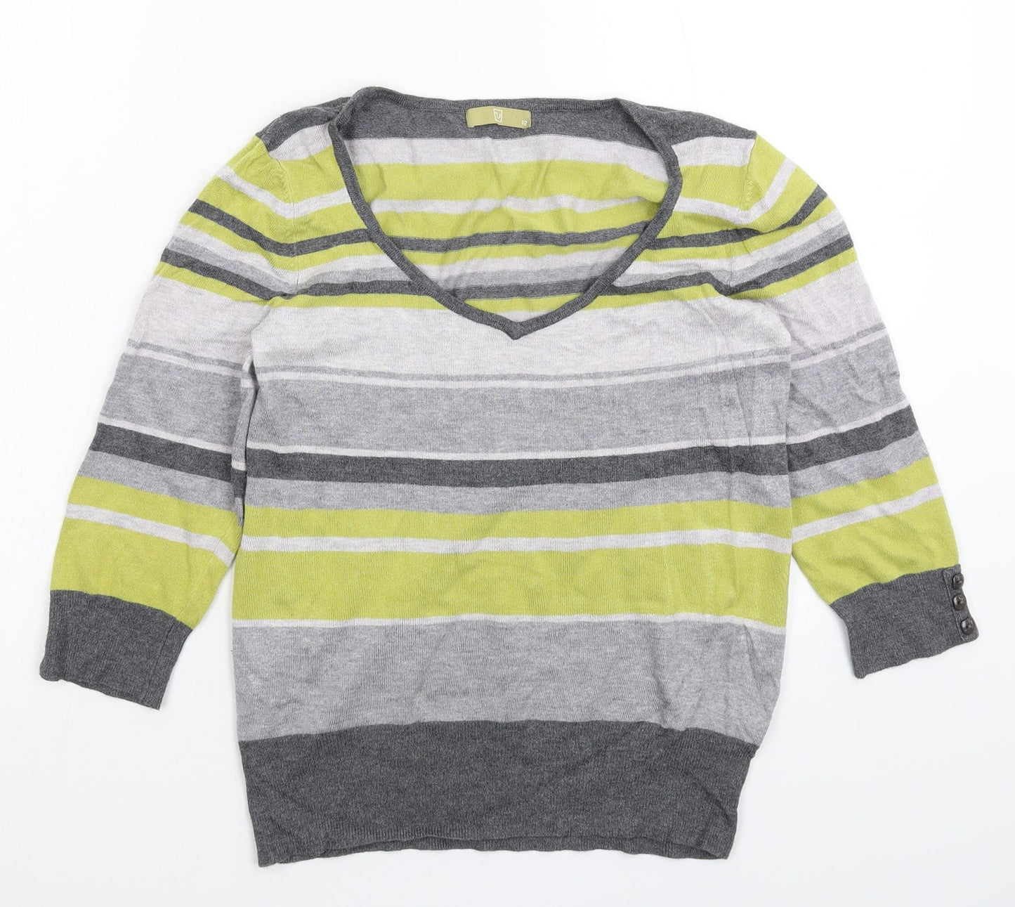 TU Womens Multicoloured Striped Knit Pullover Jumper Size 12
