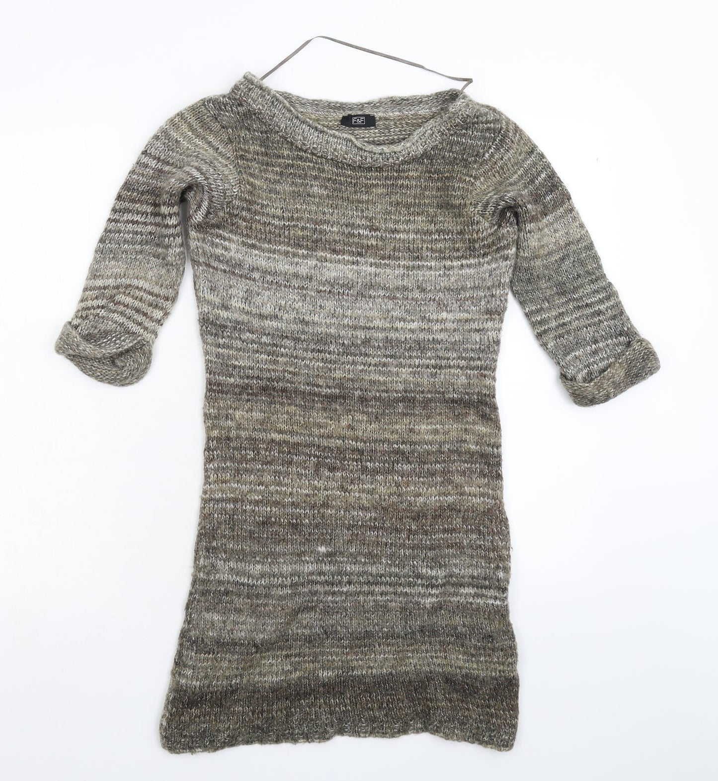 F&F Womens Grey  Knit Pullover Jumper Size 8