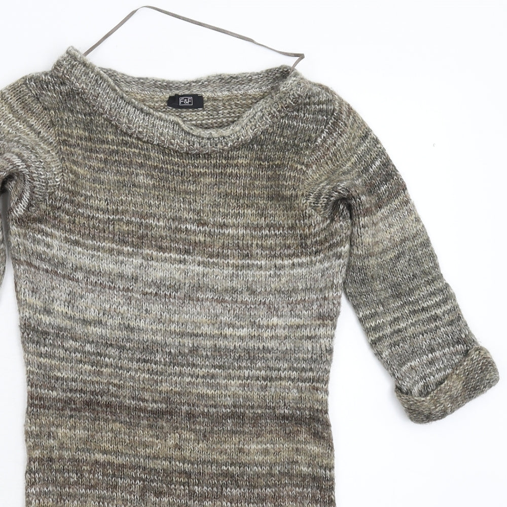 F&F Womens Grey  Knit Pullover Jumper Size 8