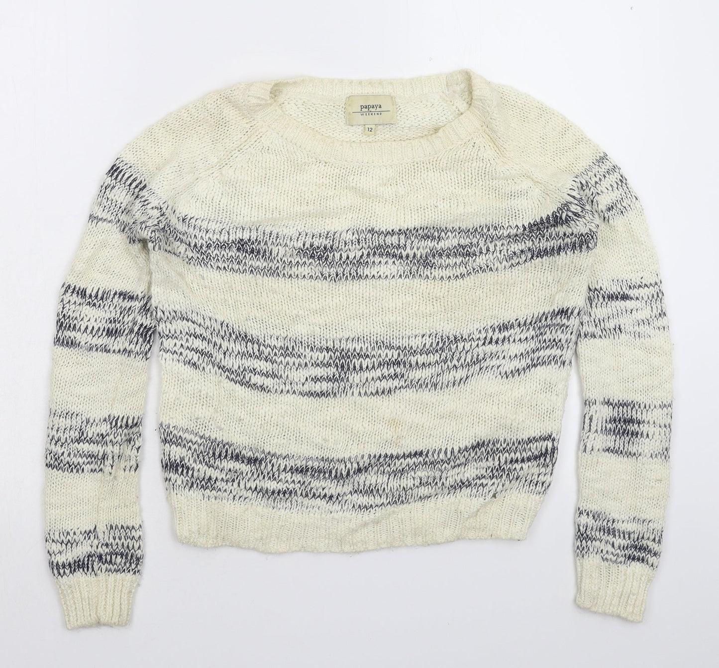 Womens UK Size 12 Papaya White Pullover Jumper