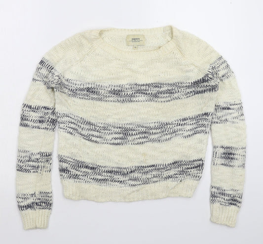 Womens UK Size 12 Papaya White Pullover Jumper