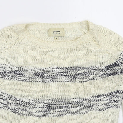 Womens UK Size 12 Papaya White Pullover Jumper