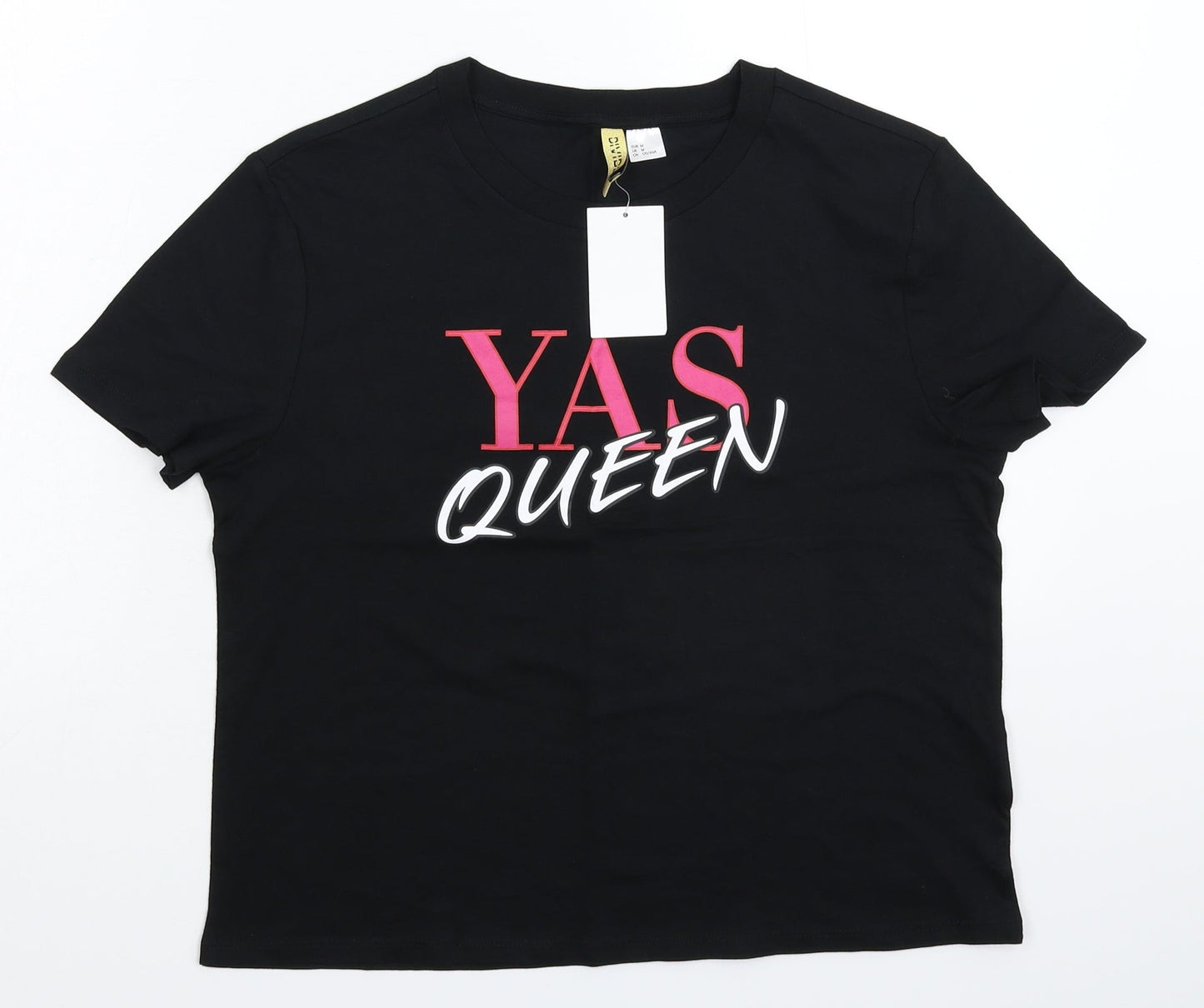 Womens UK Size M Divided Black Cropped T-Shirt