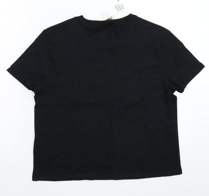 Womens UK Size M Divided Black Cropped T-Shirt