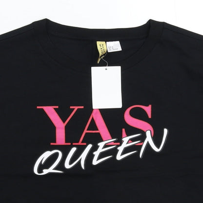 Womens UK Size M Divided Black Cropped T-Shirt
