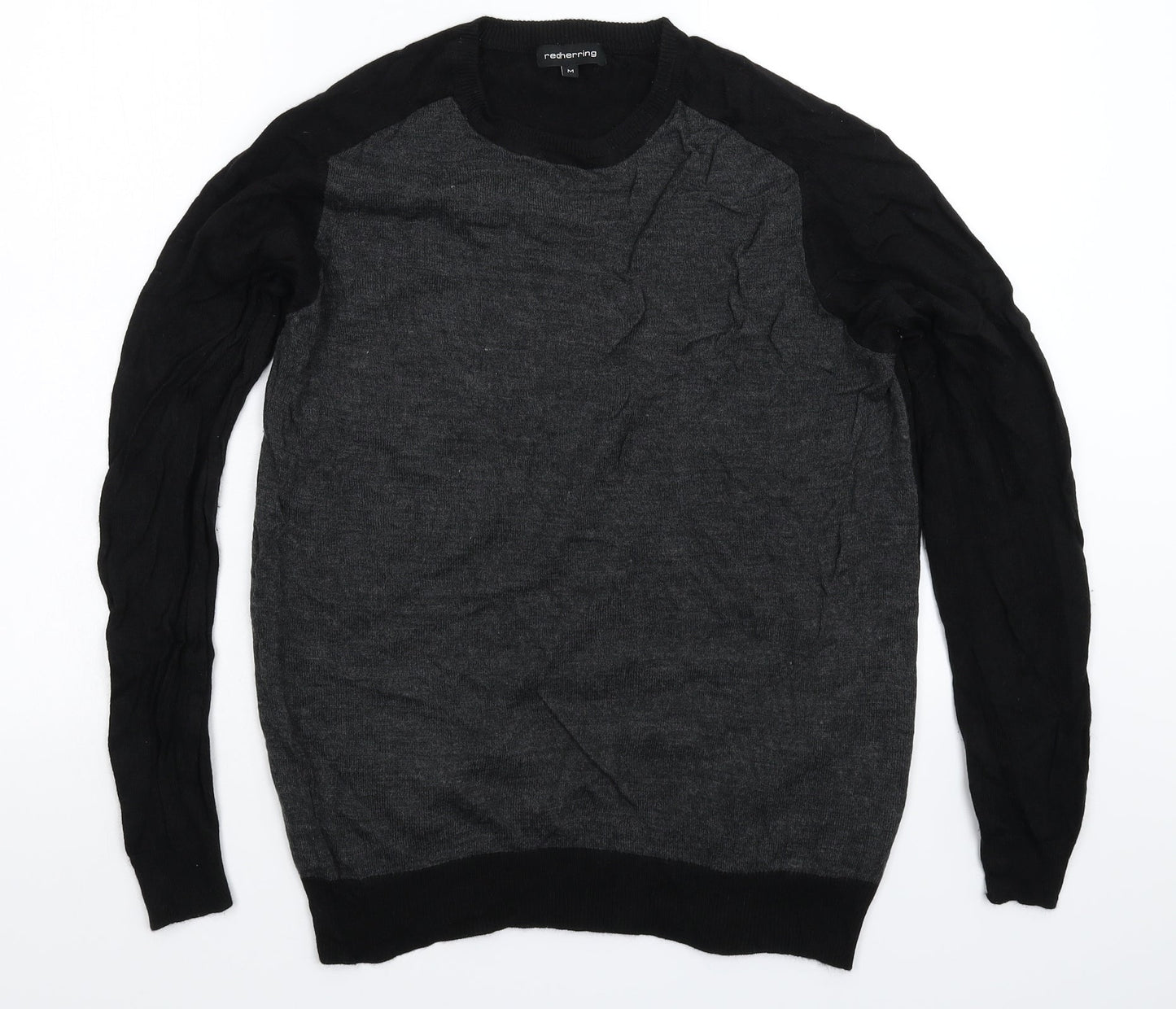 Red Herring Mens Black  Knit Pullover Jumper Size M