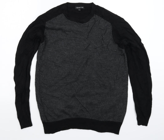 Red Herring Mens Black  Knit Pullover Jumper Size M