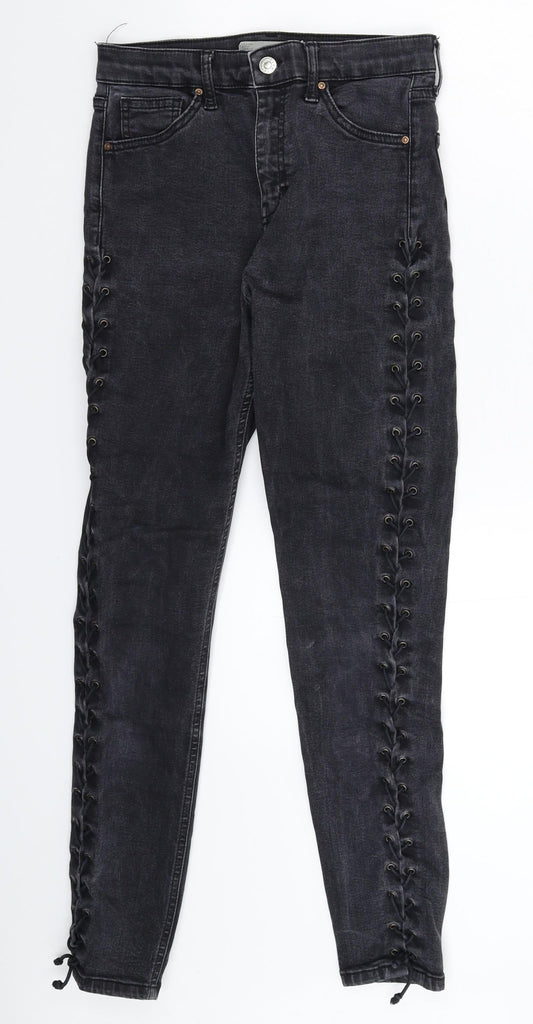 Topshop Womens Black  Denim Skinny Jeans Size 28 in L28 in