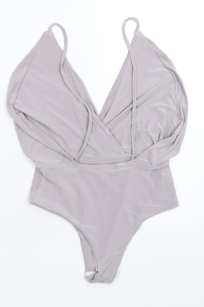 Womens UK Size S Preworn One-Piece Grey Bodysuit
