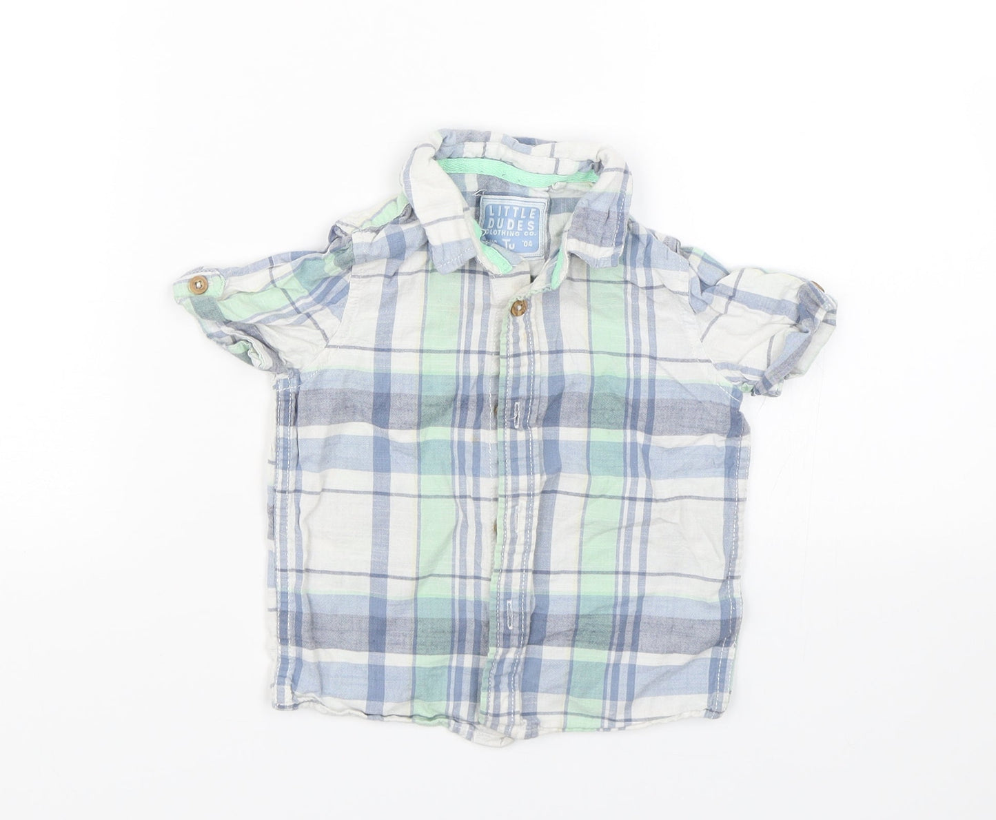 TU Boys Blue Check  Basic Button-Up Size 12-18 Months