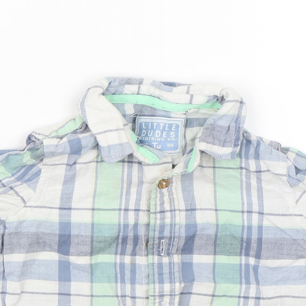 TU Boys Blue Check  Basic Button-Up Size 12-18 Months
