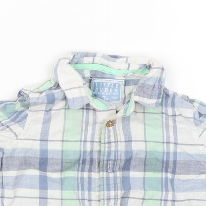 TU Boys Blue Check  Basic Button-Up Size 12-18 Months