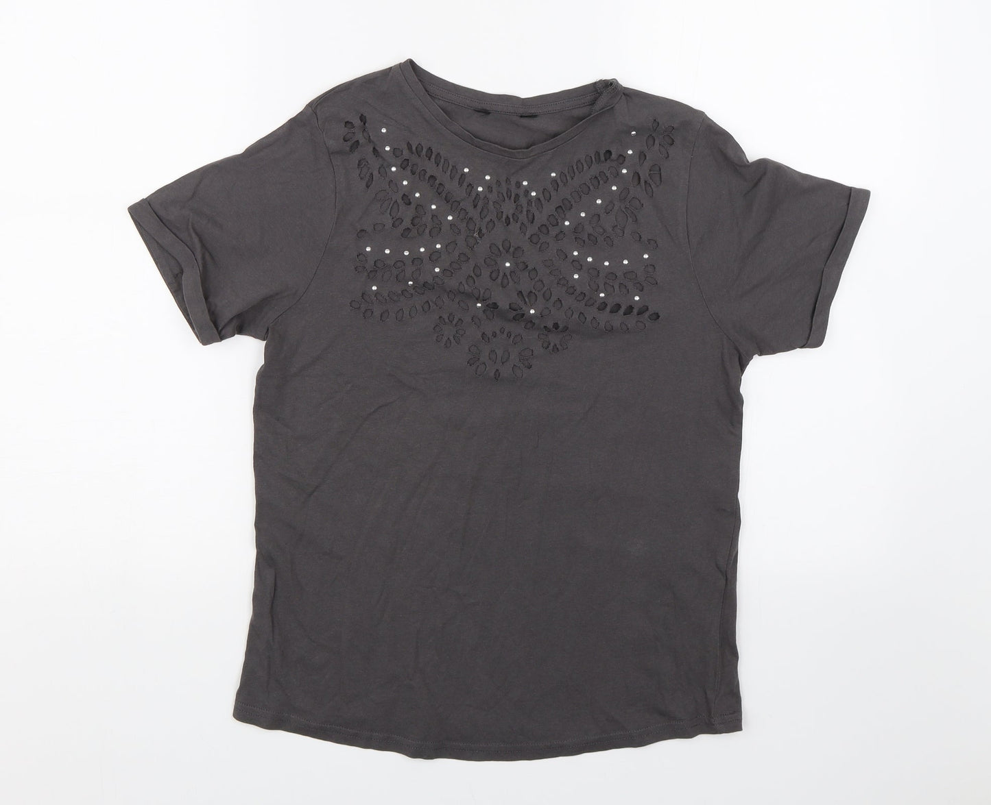Womens UK Size S Preworn Grey Basic T-Shirt