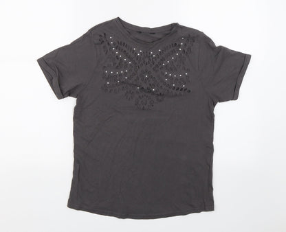 Womens UK Size S Preworn Grey Basic T-Shirt