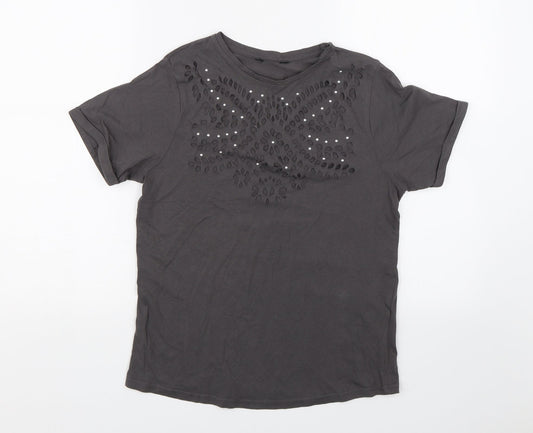 Womens UK Size S Preworn Grey Basic T-Shirt