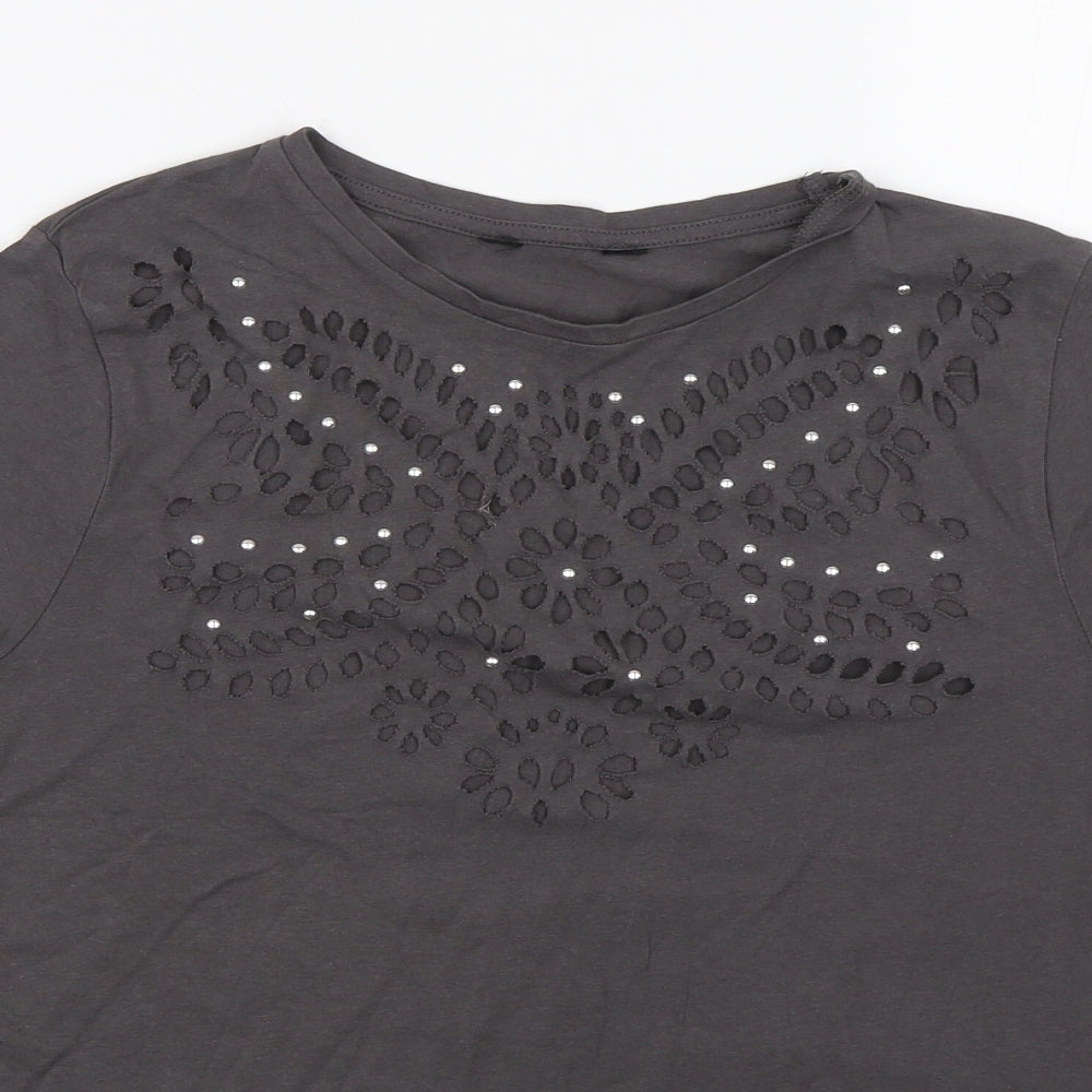 Womens UK Size S Preworn Grey Basic T-Shirt