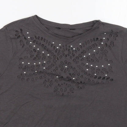 Womens UK Size S Preworn Grey Basic T-Shirt