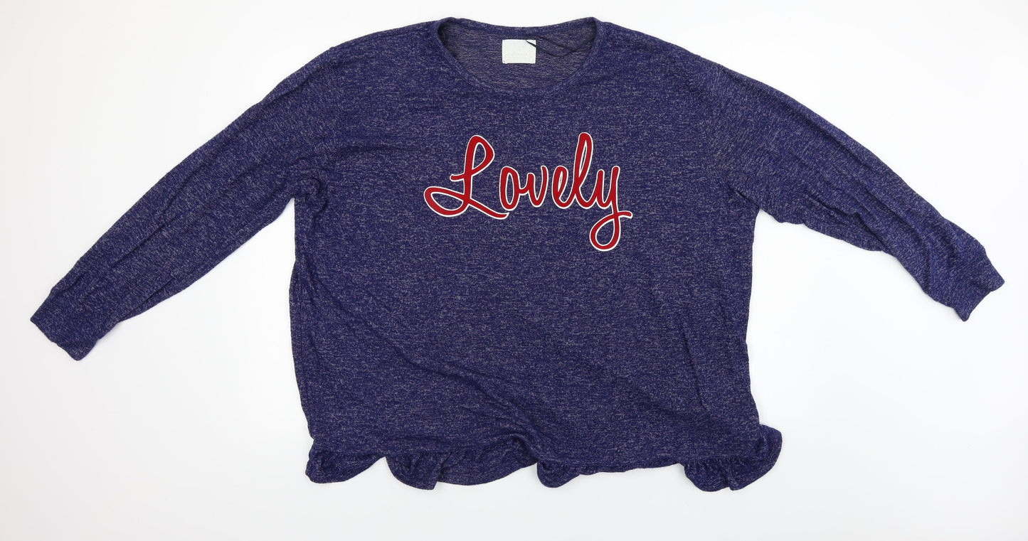 Womens UK Size 20 Time To Dream Blue Pullover Jumper