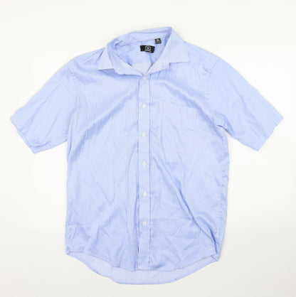 Mens UK Size 15.5 Hudson Harbour Blue  Button-Up Short Sleeve Casual Shirt