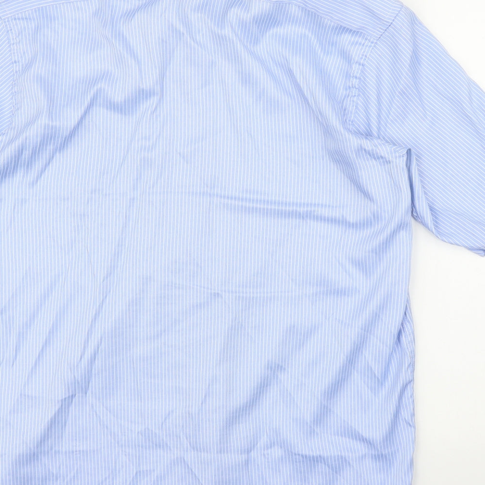 Mens UK Size 15.5 Hudson Harbour Blue  Button-Up Short Sleeve Casual Shirt